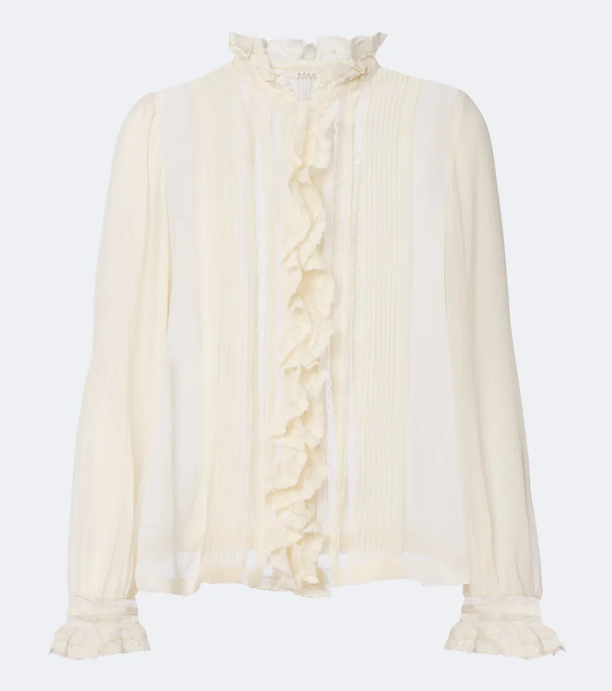 Magdeline Ruffled Silk Chiffon Blouse by Doen