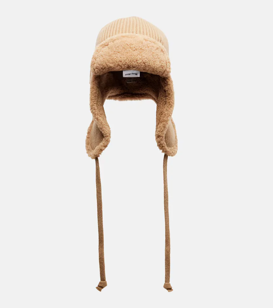 Wool and Cashmere Aviator Hat by Miu Miu