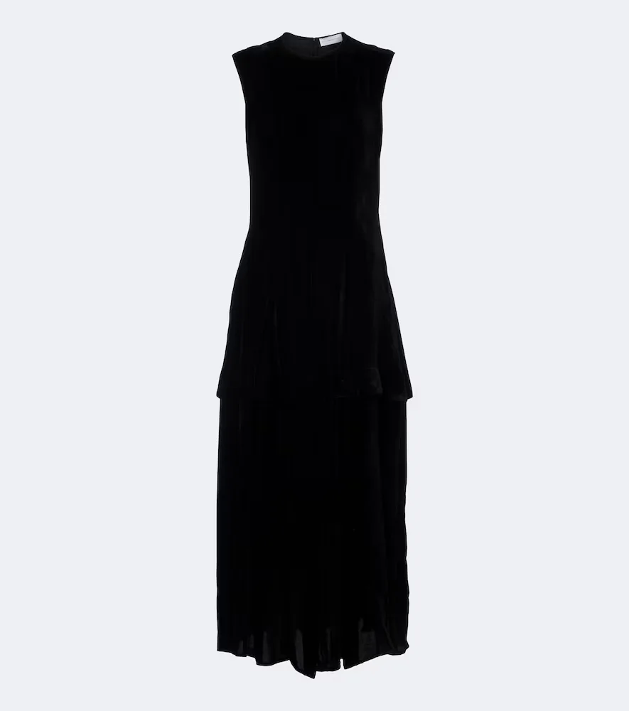 Pleated Velvet Midi Dress by Stella McCartney