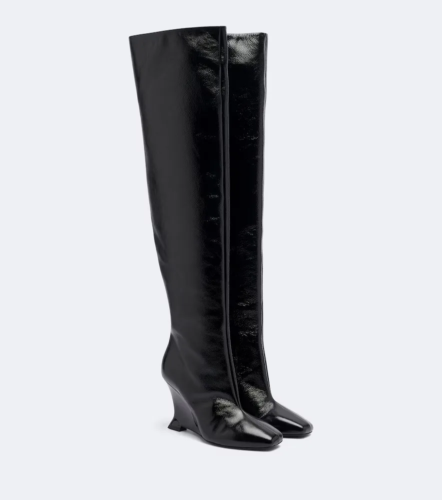 Leather Over-the-Knee Boots by Balmain