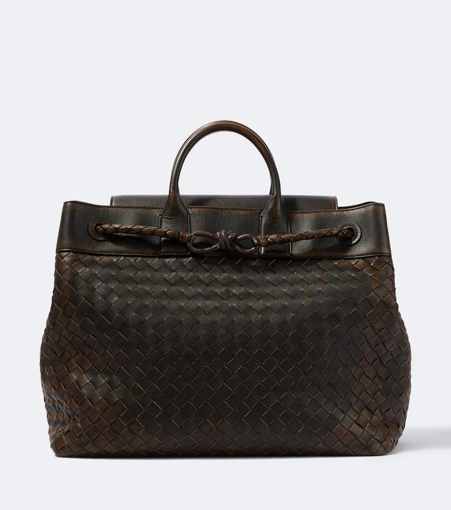 Andiamo Voyager Intrecciato Leather Tote Bag by Bottega Veneta
