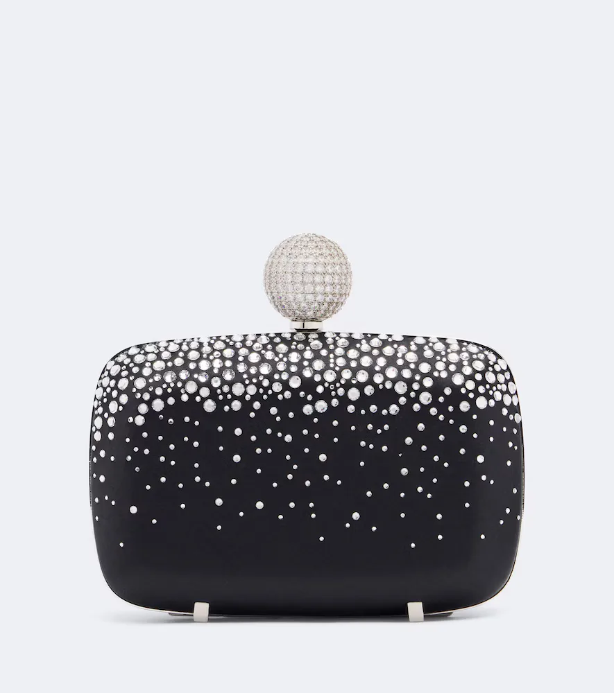 Vivier Marlene Embellished Satin Clutch