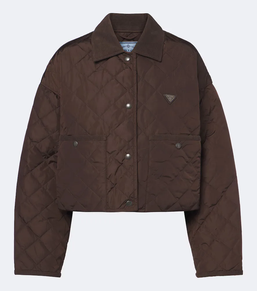 Re-Nylon Corduroy-Trimmed Cropped Jacket by Prada
