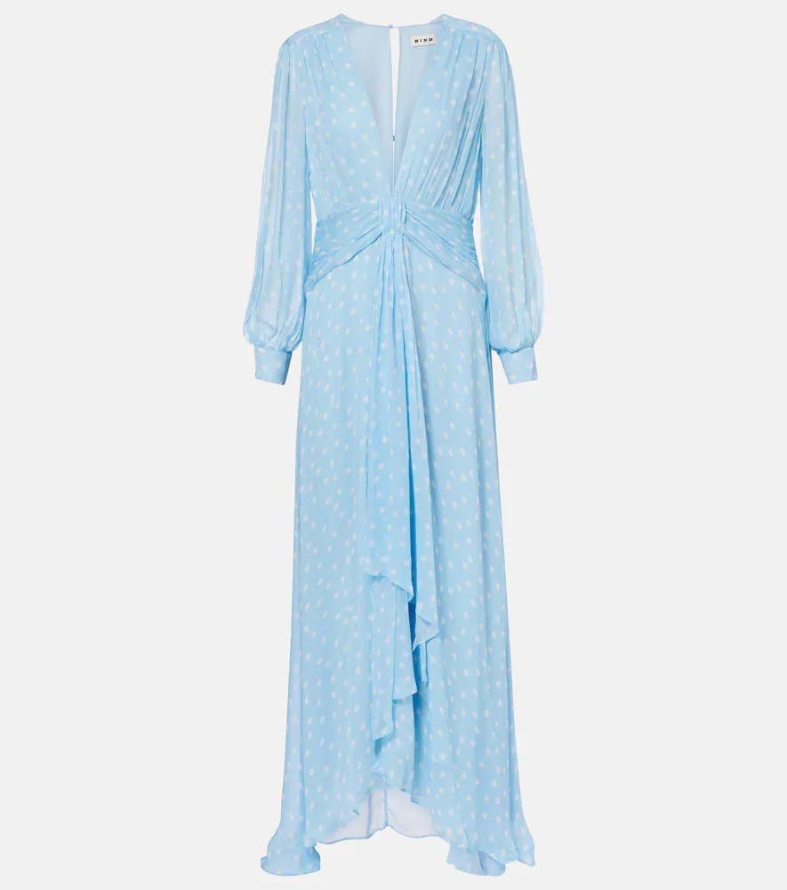 Meera Polka-Dot Shirred Gown by RIXO