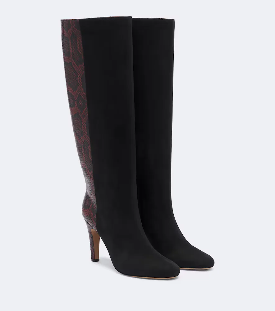 Leather and Suede Knee-High Boots by Ferragamo