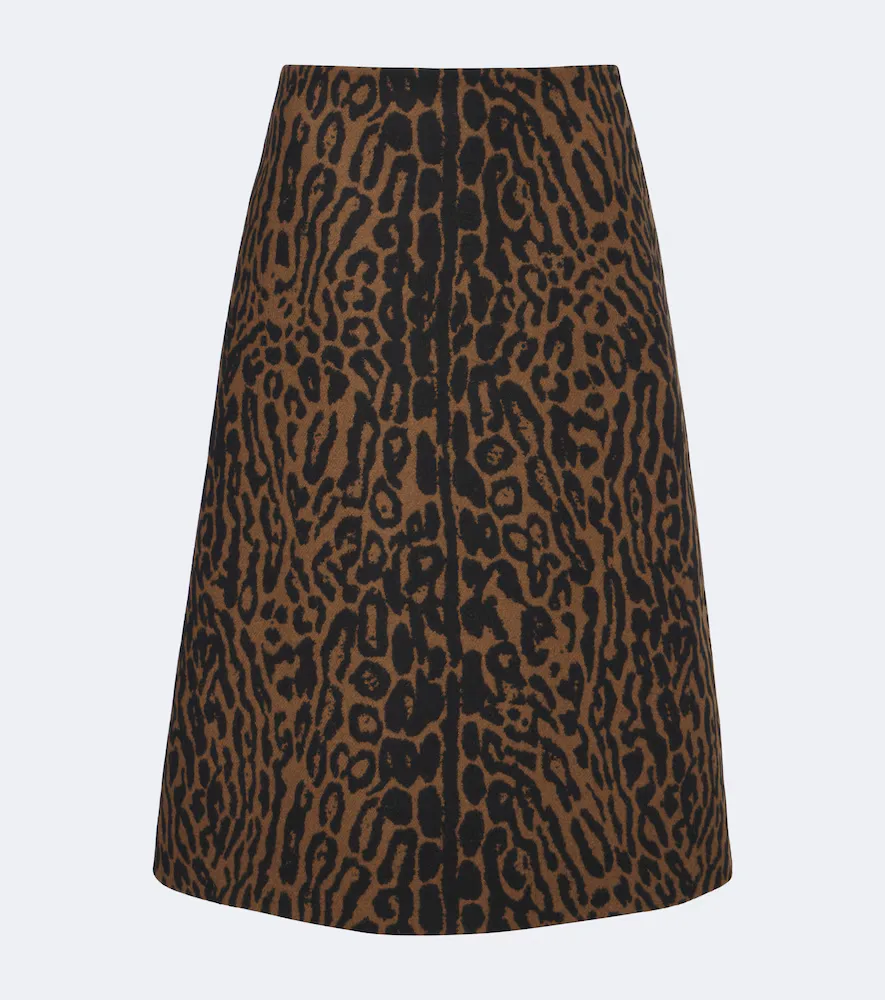 Leopard-Print Virgin Wool Midi Skirt by Carolina Herrera