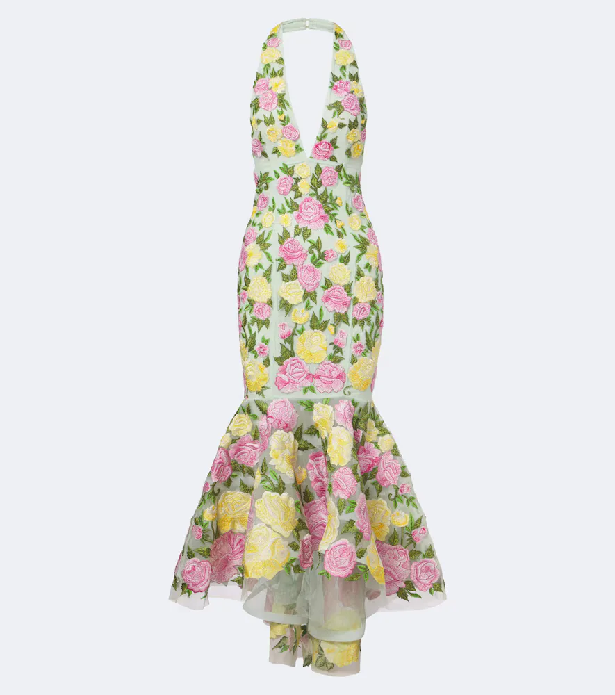 La Roseraie Embroidered Cocktail Dress by La Fuori