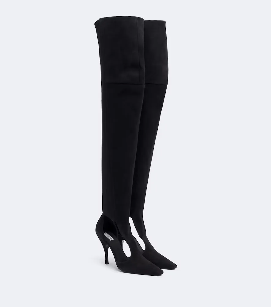 Cutout Suede Over-The-Knee Boots by Alaia