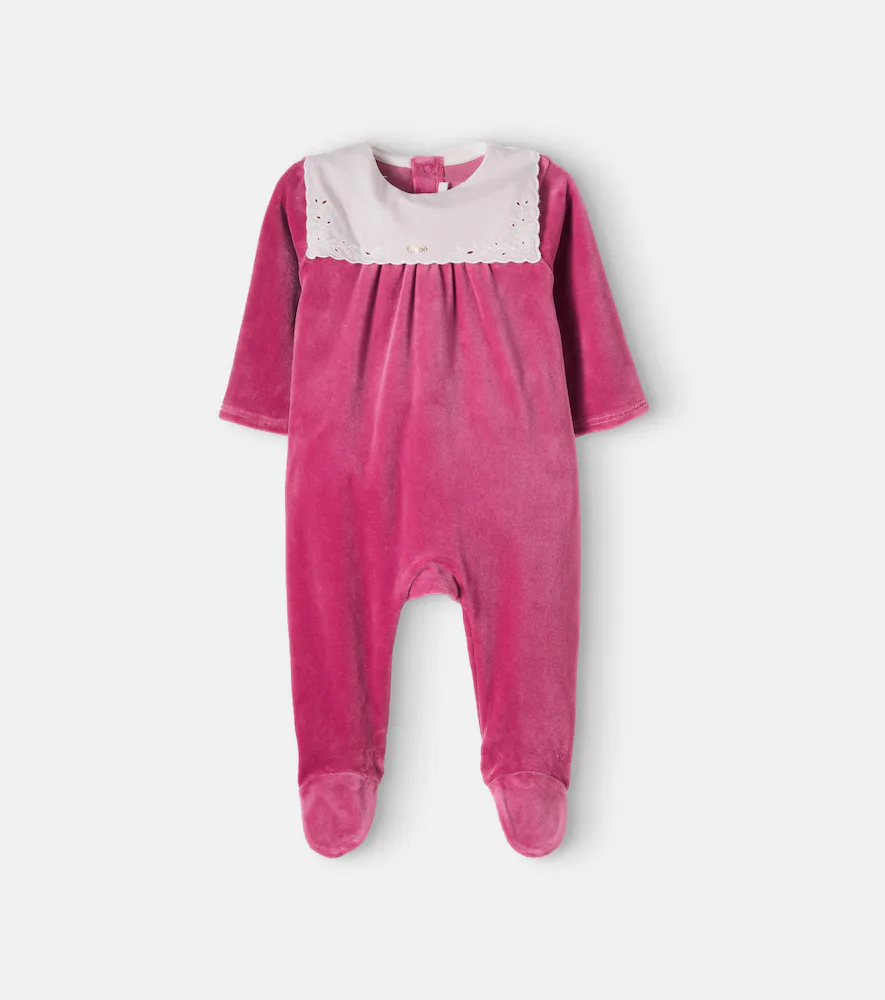 Cotton Velvet Onesie by Chloé