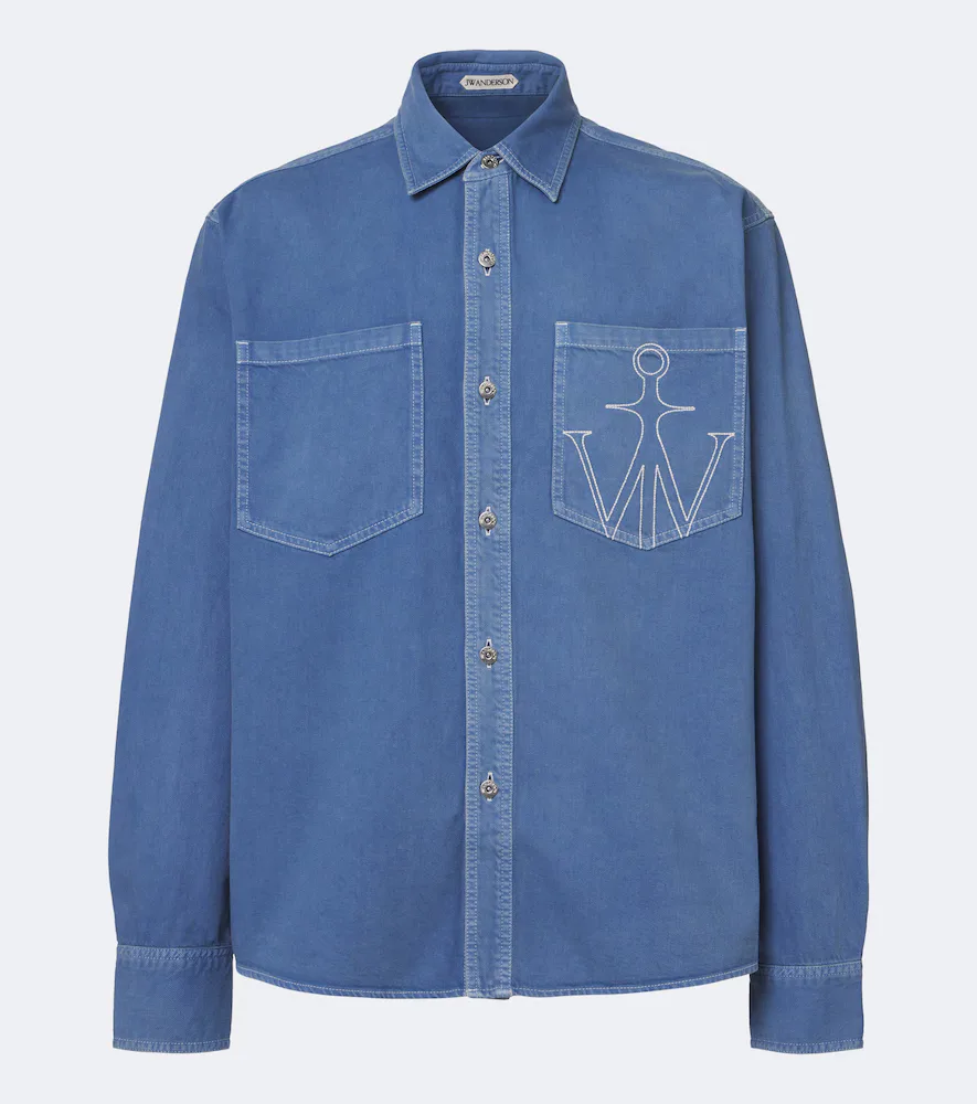 Embroidered Oversized Cotton Twill Shirt by JW Anderson