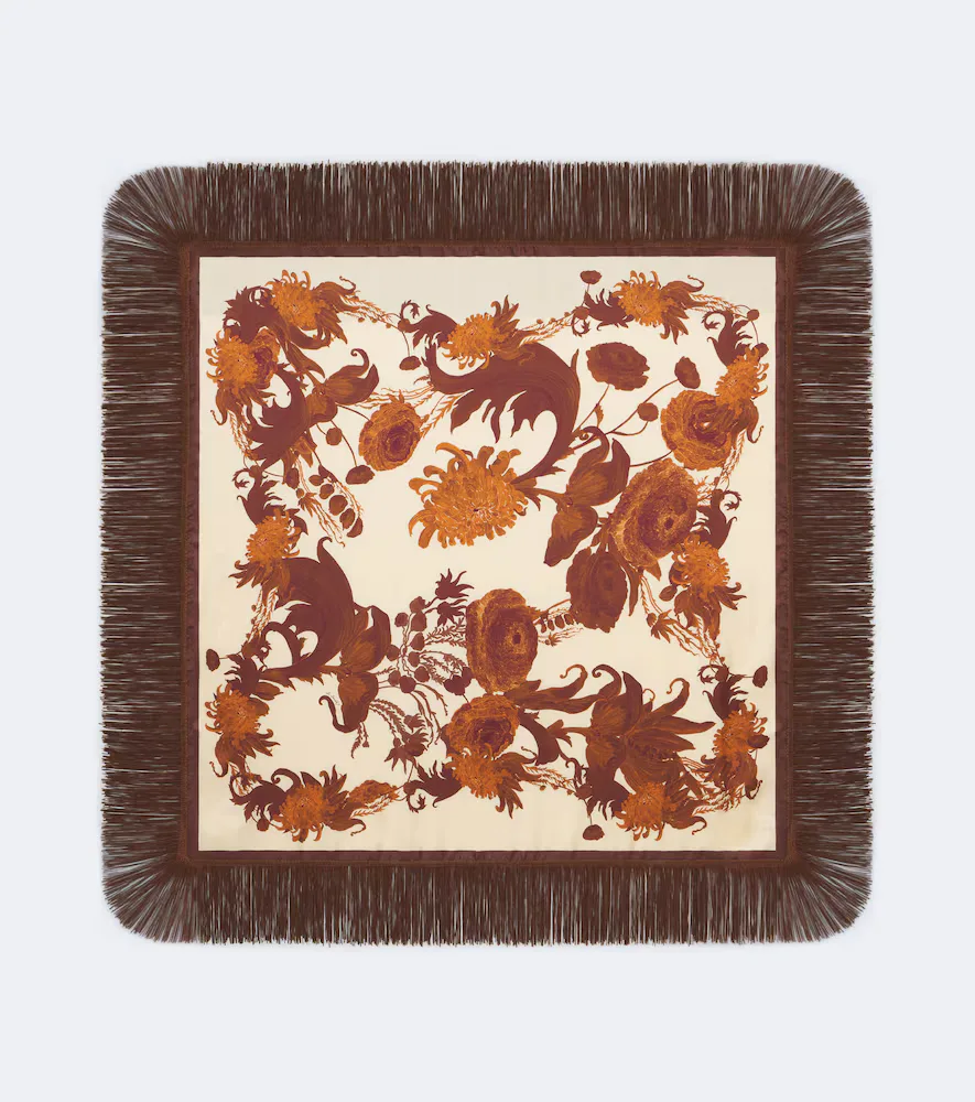 Coven Reversible Fringed Silk Twill Scarf by La Doublej