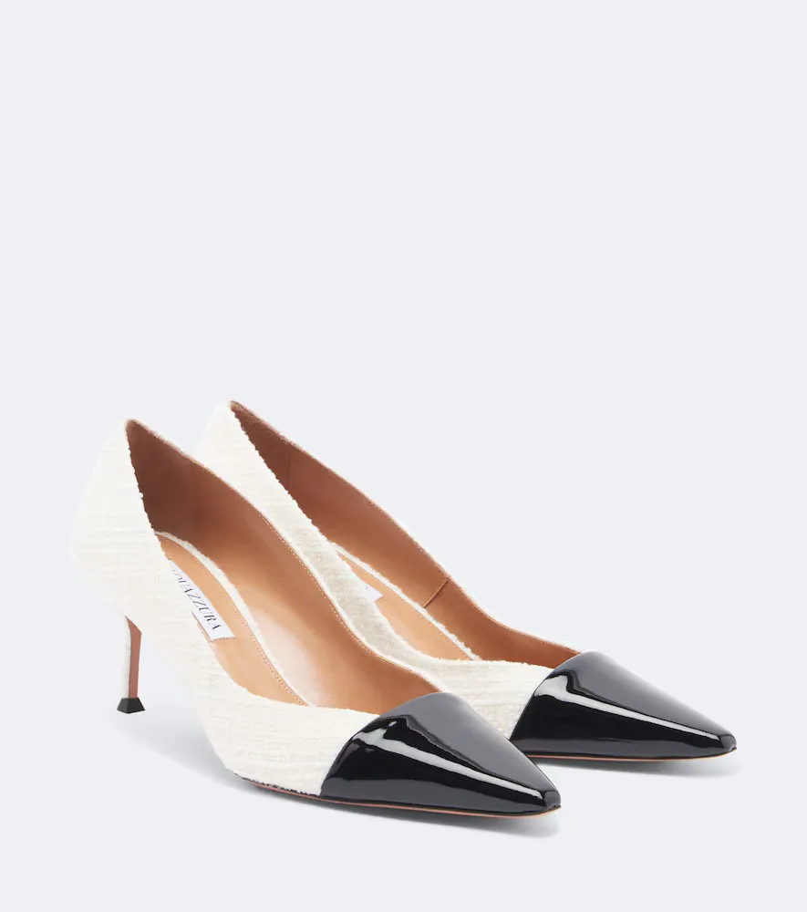 Orbit Leather-Trimmed Tweed Pumps by Aquazzura