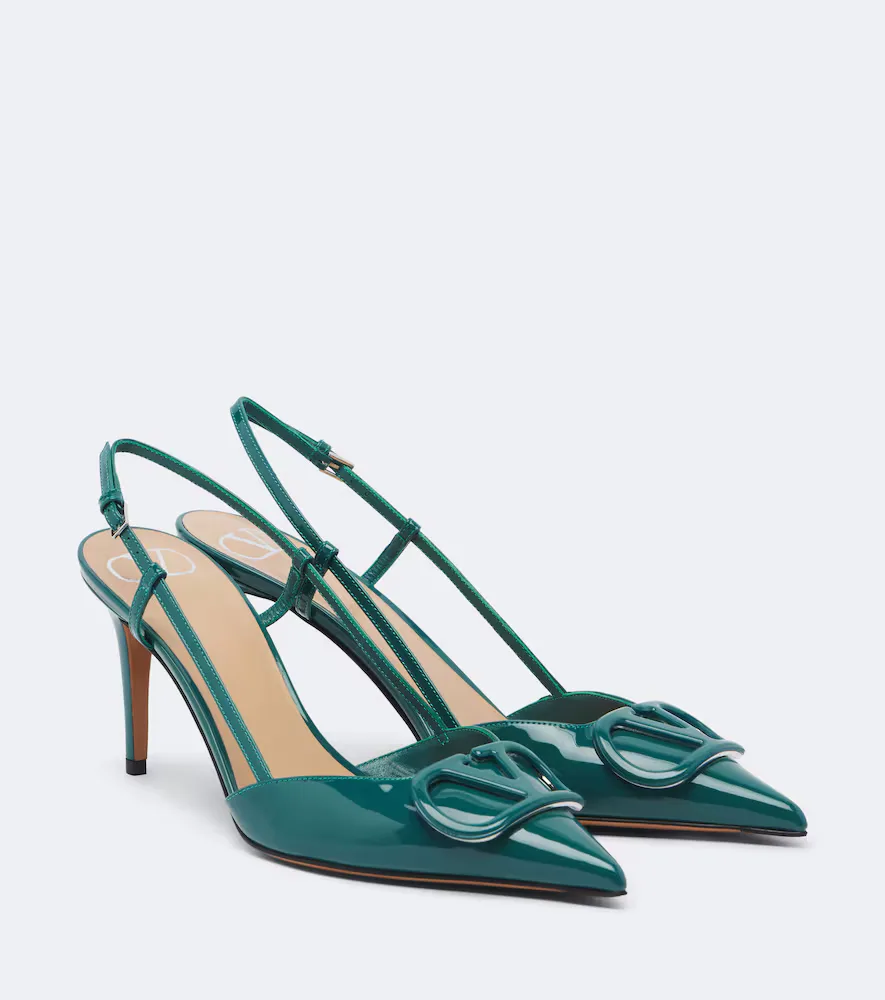 VLogo Patent Leather Slingback Pumps