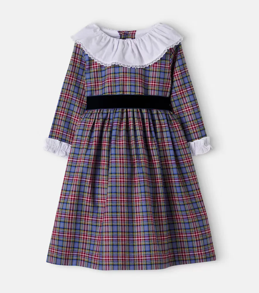 Aurelia Bow-Detail Plaid Cotton Dress by La Coqueta