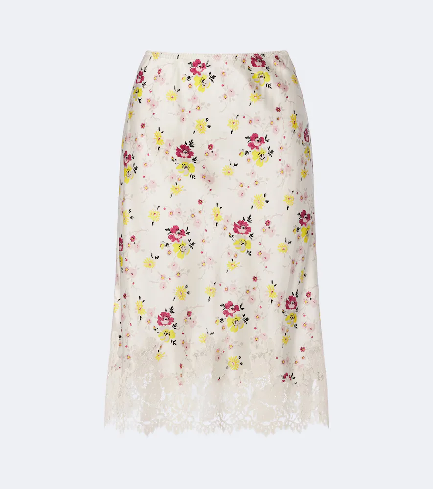 Elowette Lace-Trimmed Silk Satin Midi Skirt by Doen