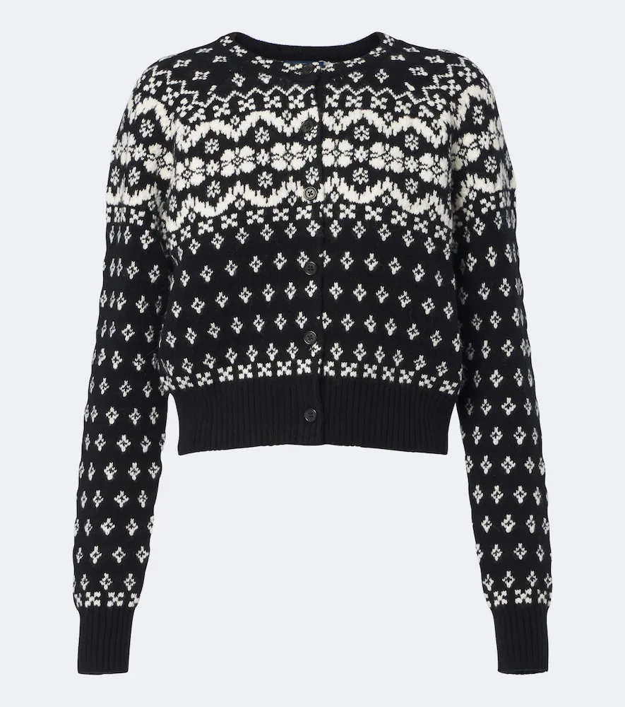 Jacquard Wool, Cotton, and Alpaca Cardigan by Polo Ralph Lauren