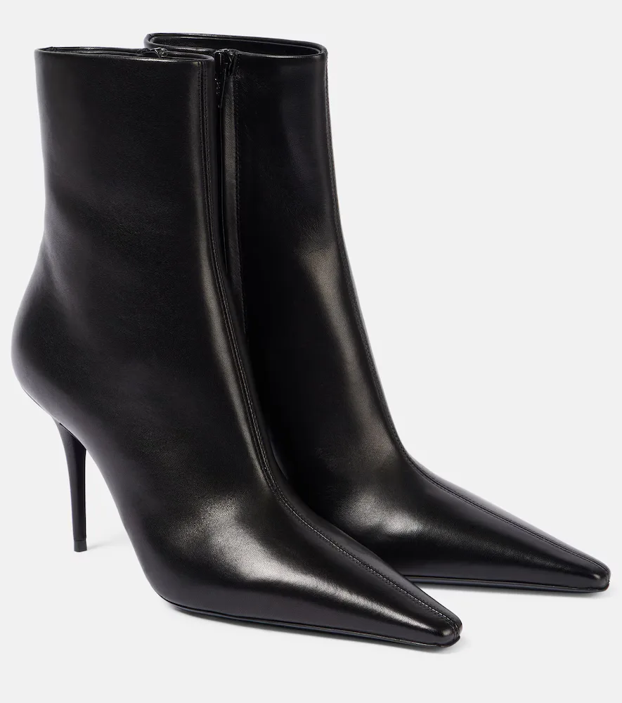 Ashley 90 Leather Booties by Saint Laurent