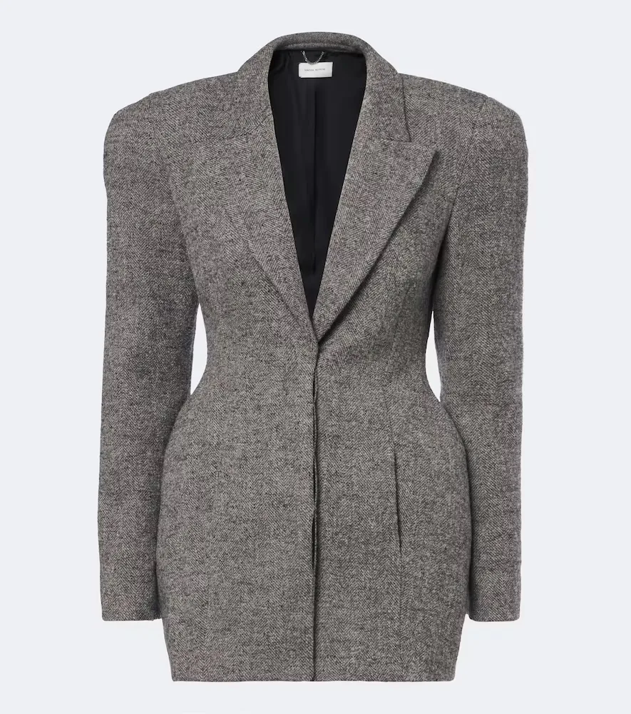 Herringbone Wool-Blend Blazer Dress by Magda Butrym