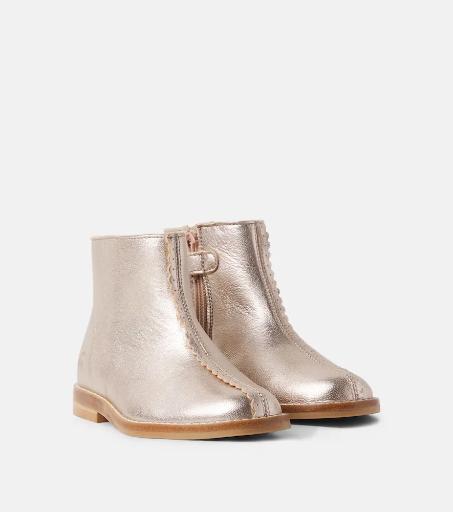 Milie Metallic Leather Boots by Bonpoint