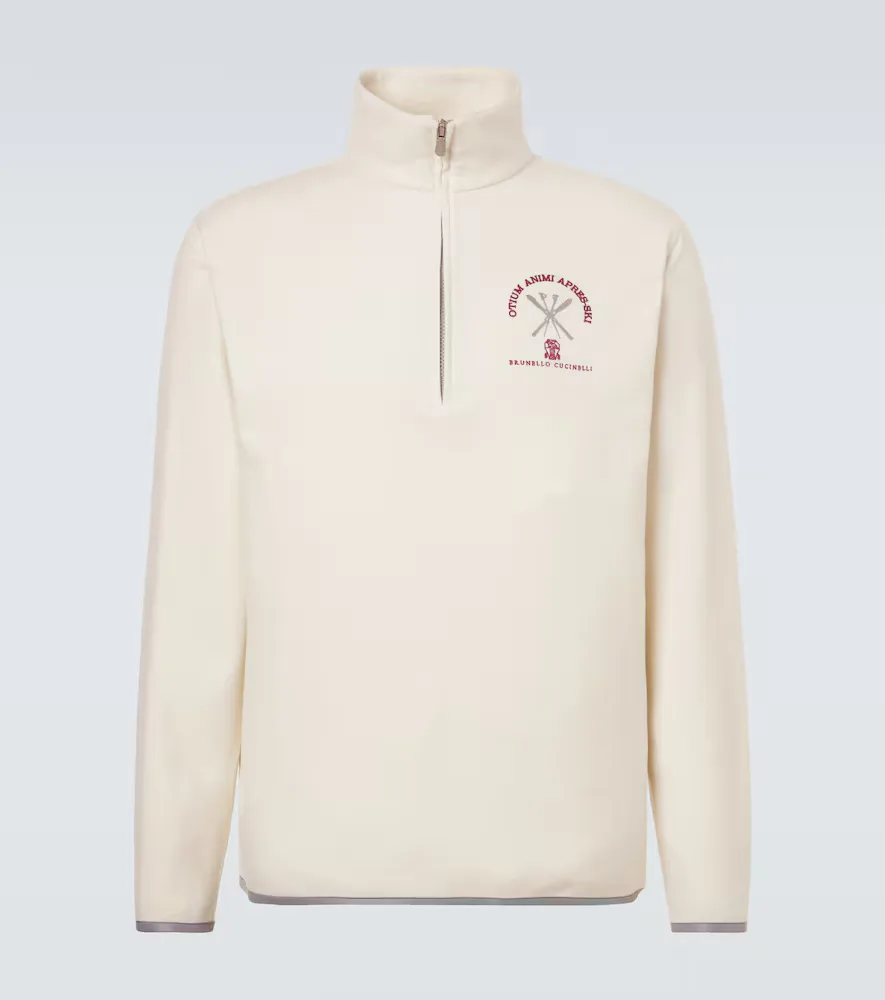 Cashmere and Cotton-Blend Half-Zip Sweatshirt by Brunello Cucinelli