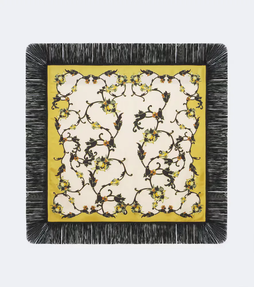 Buttercup Reversible Fringed Silk Scarf by La Doublej