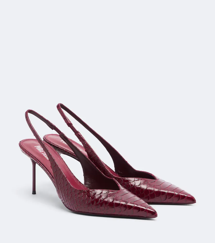 Lidia Snake-Effect Leather Slingback Pumps by Paris Texas