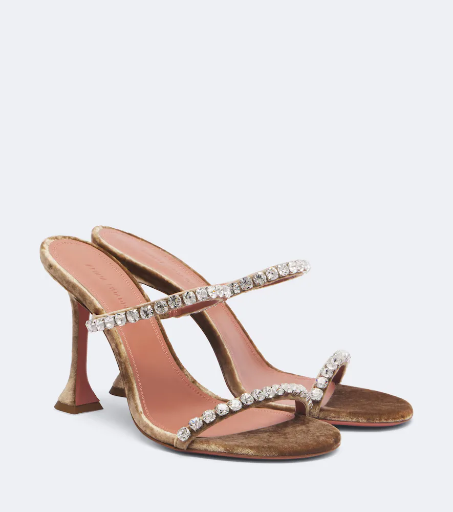 Gigi Embellished Velvet Mules by Amina Muaddi