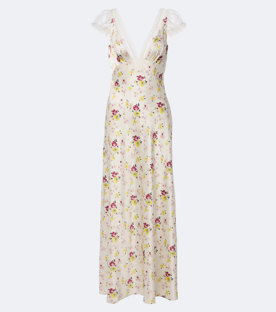 Corelia Lace-Trimmed Silk Satin Maxi Dress