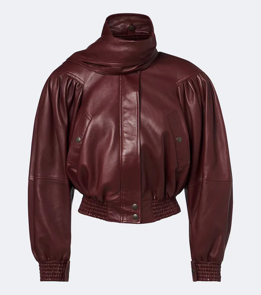 Cropped Leather Bomber Jacket by Chloé