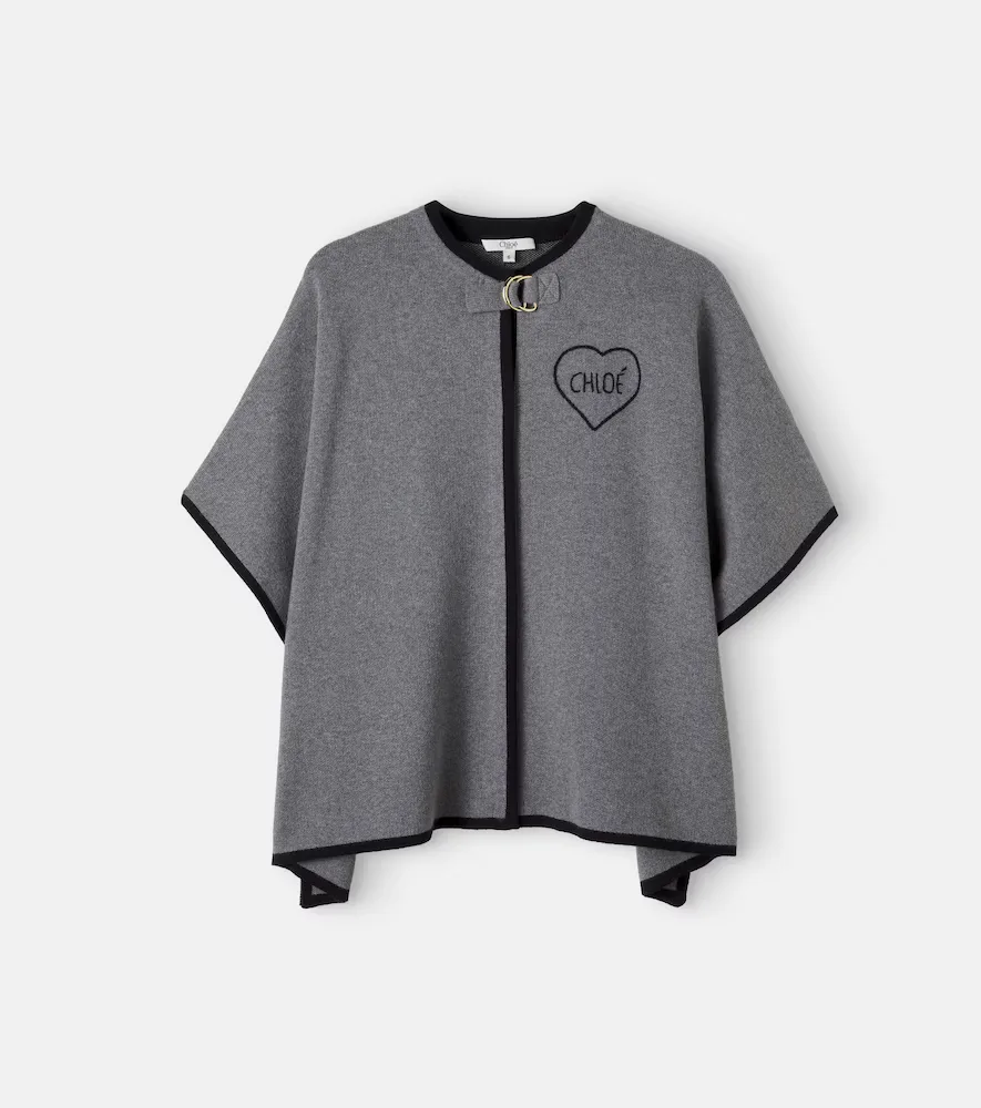 Logo Cotton and Wool Cape by Chloé