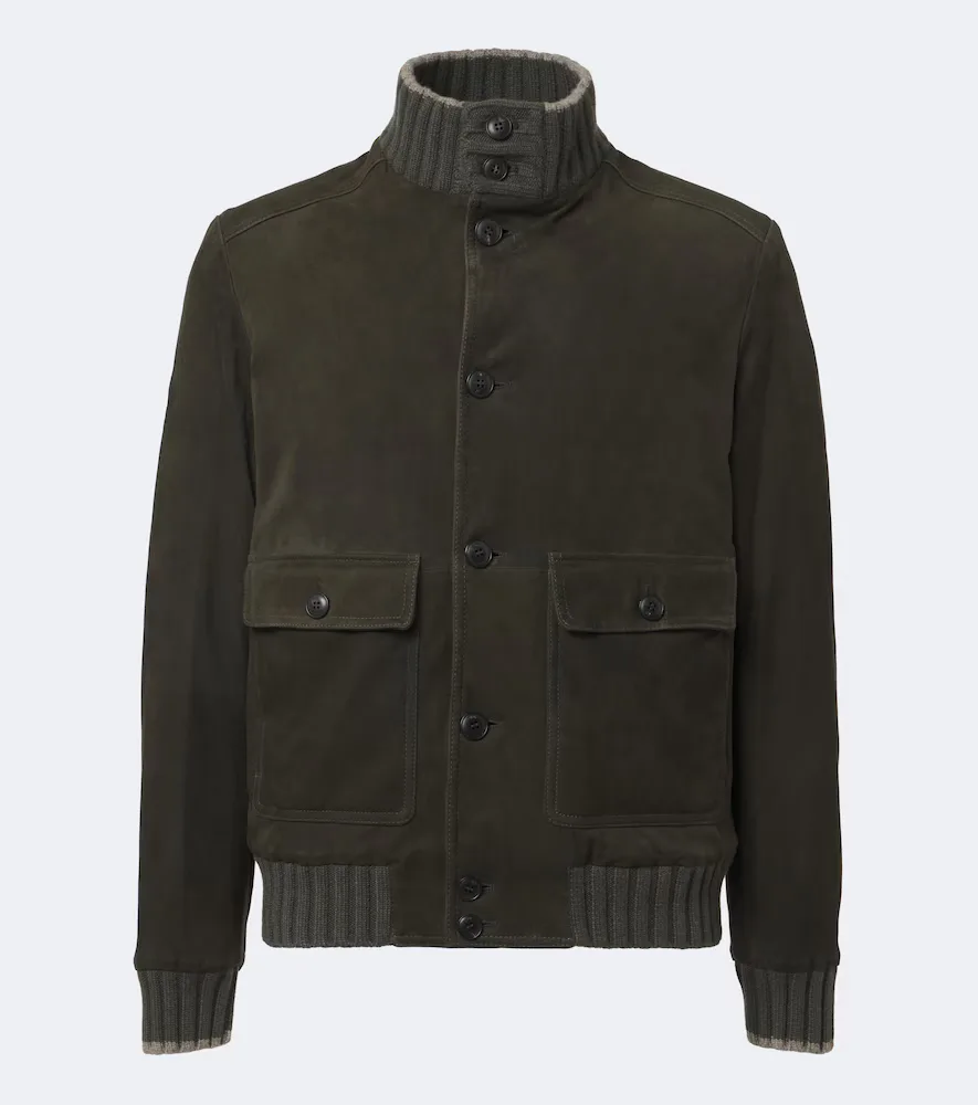 Cashmere-Trimmed Suede Jacket by Fedeli