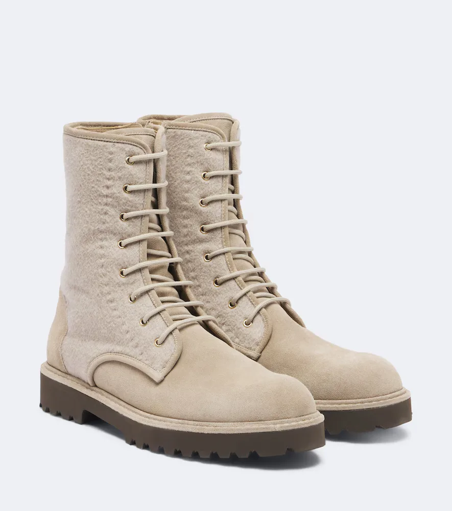 Suede Lace-Up Boots by Max Mara