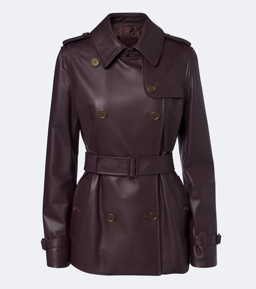 Leather Trench Coat by Burberry