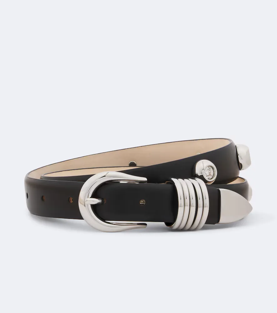 Hollyhock Embellished Leather Belt