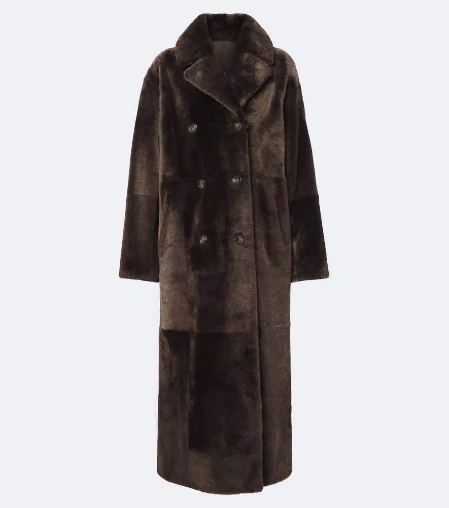 Double-Breasted Shearling Coat by Yves Salomon