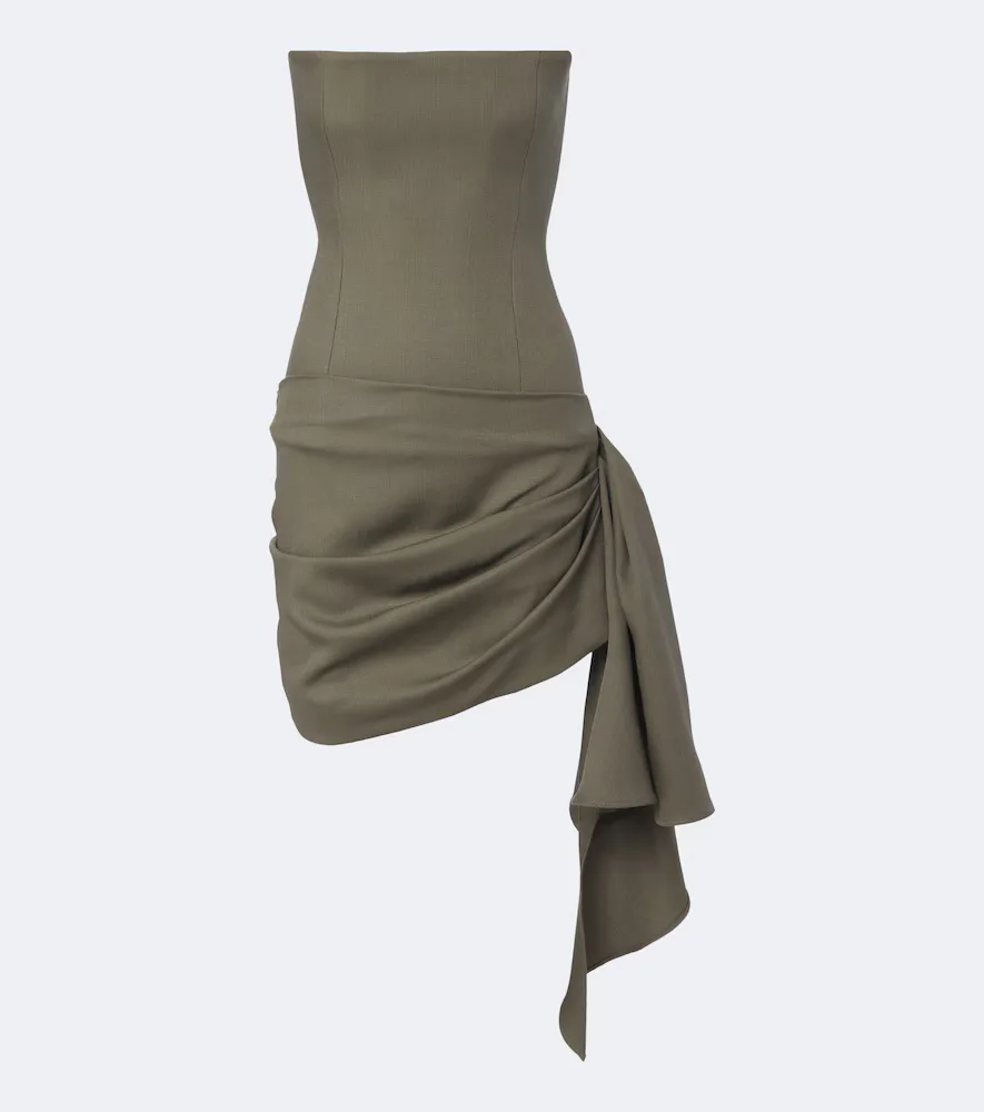 Draped Virgin Wool Bustier Dress by Alex Perry