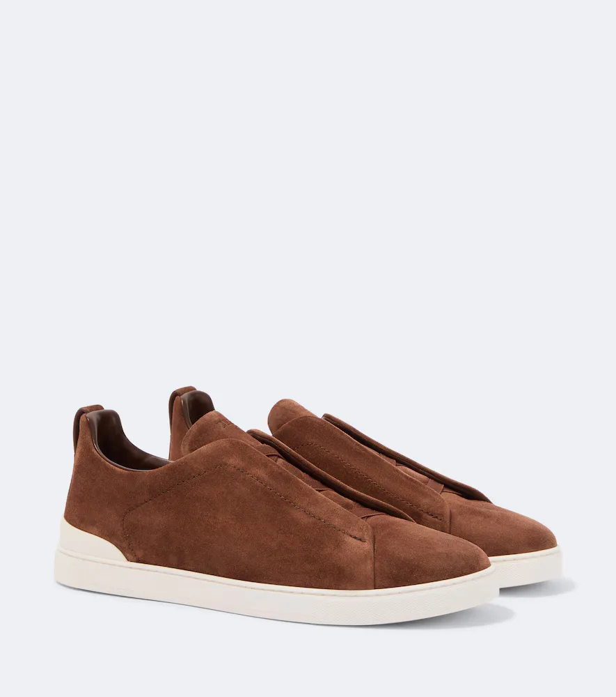 Triple Stitch Suede Slip-On Sneakers by Zegna