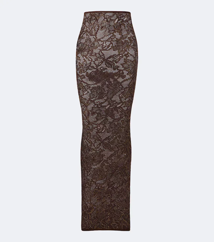 Embellished Silk-Blend Lace Maxi Skirt by Gucci