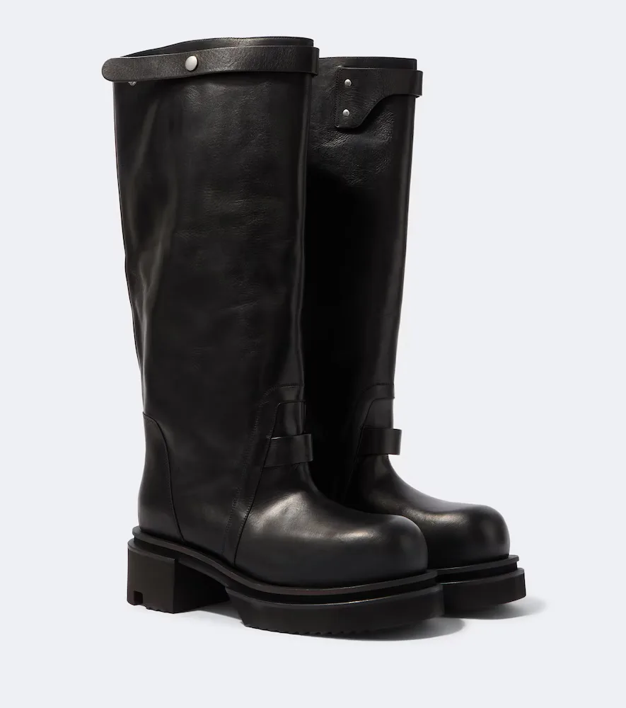 Naska Leather Knee-High Boots by Rick Owens