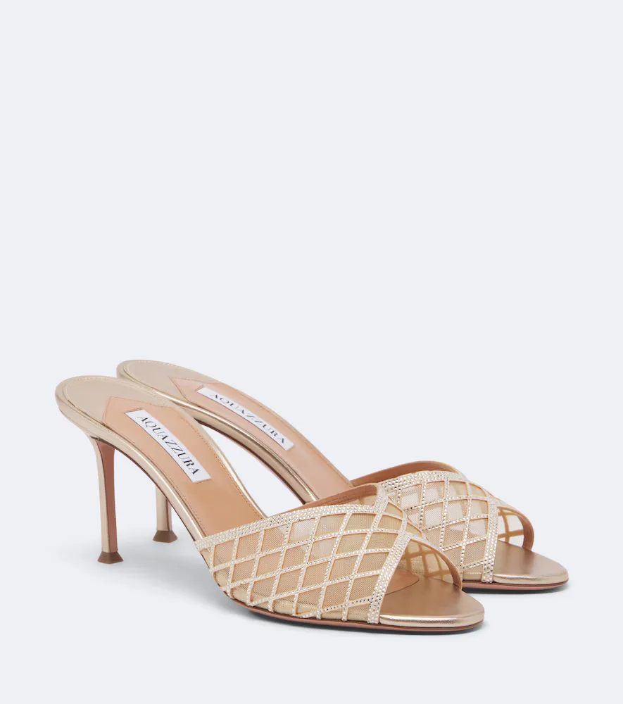 Lumiere Embellished Mesh Mules by Aquazzura