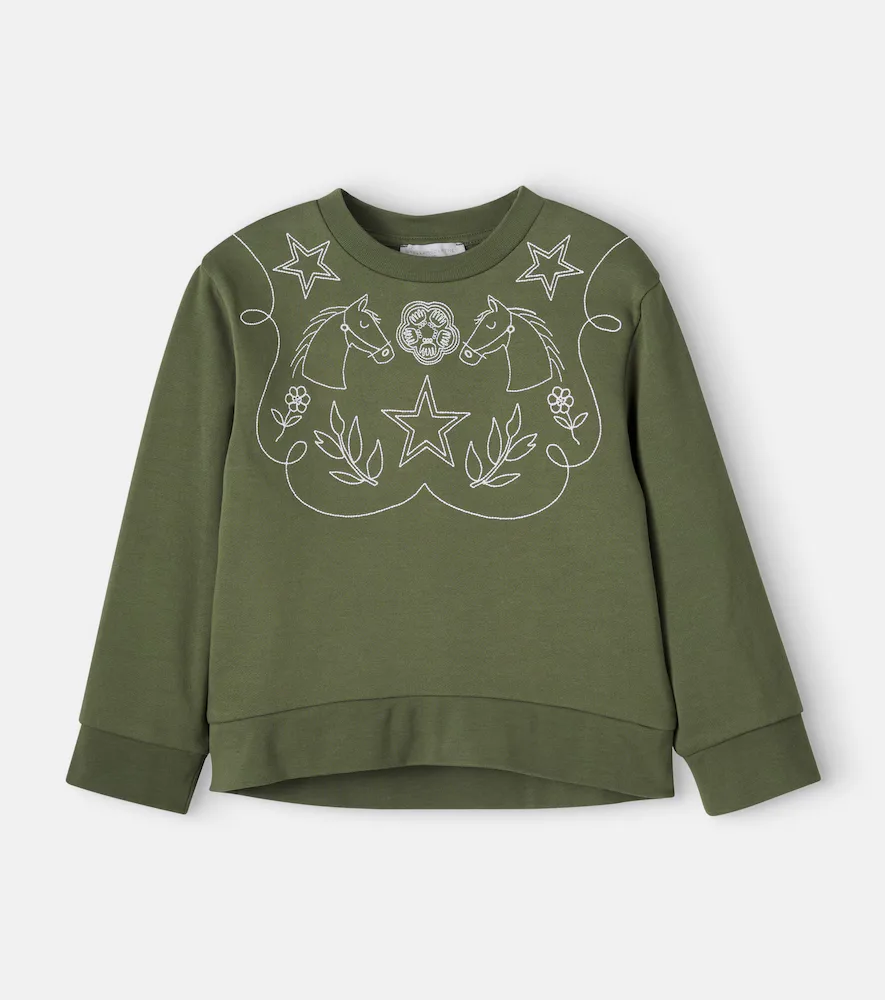 Embroidered Cotton Fleece Sweatshirt by Stella McCartney