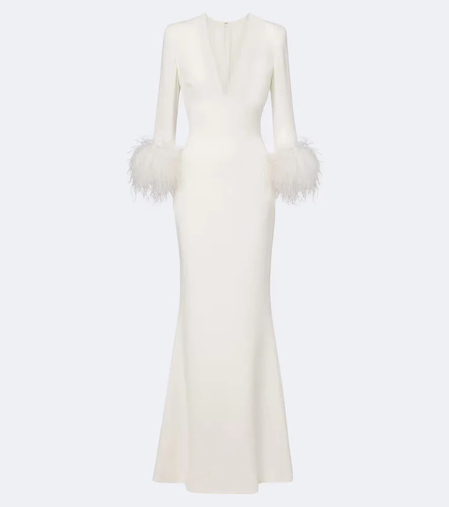 Feather-Trimmed Cady Gown by Elie Saab