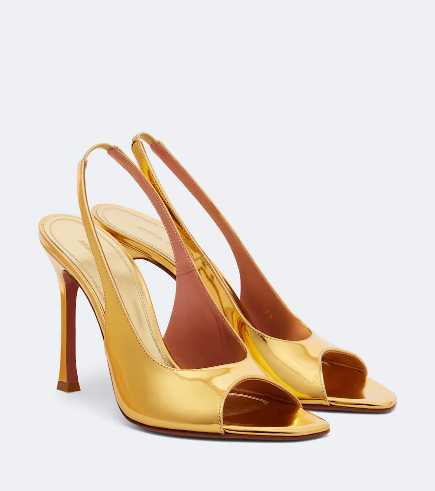 Alexa Mirrored Leather Slingback Sandals