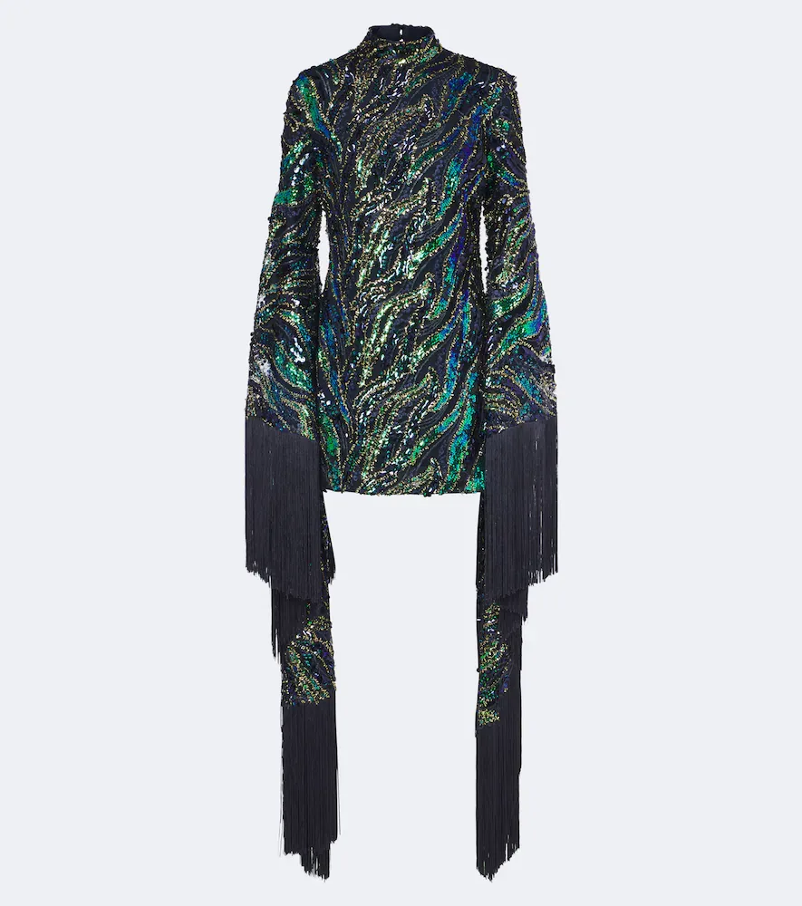 Disco Dragon Sequined Tulle Minidress by Taller Marmo