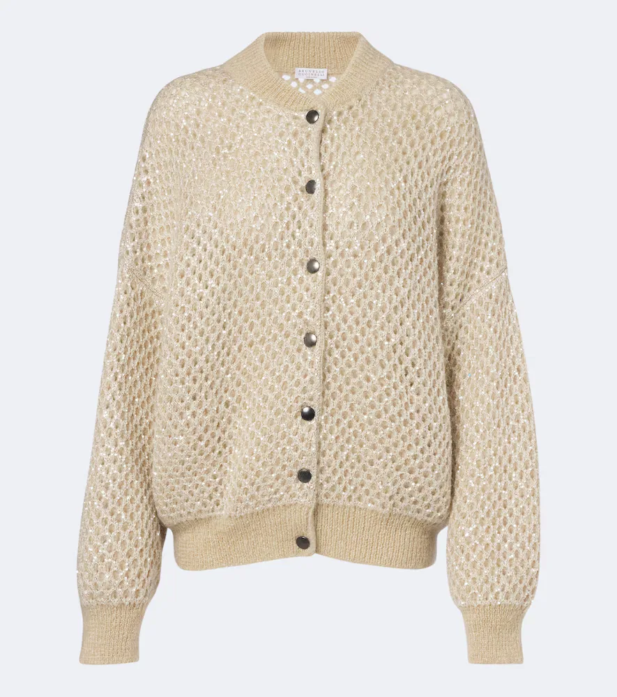 Open-Knit Mohair-Blend Cardigan by Brunello Cucinelli