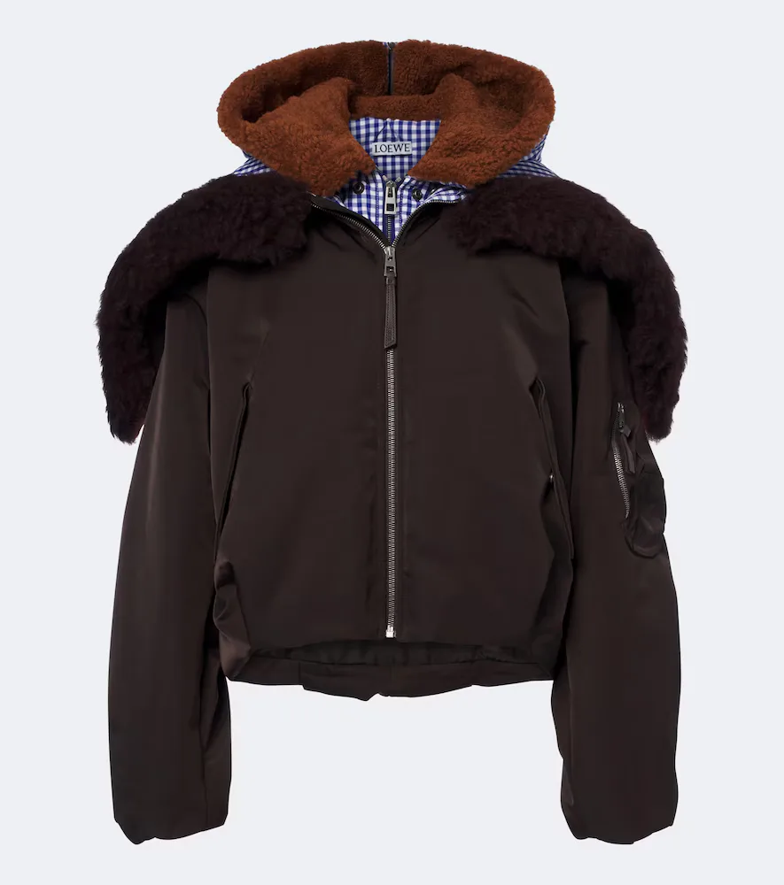 Gingham Hooded Layered Technical Jacket by LOEWE