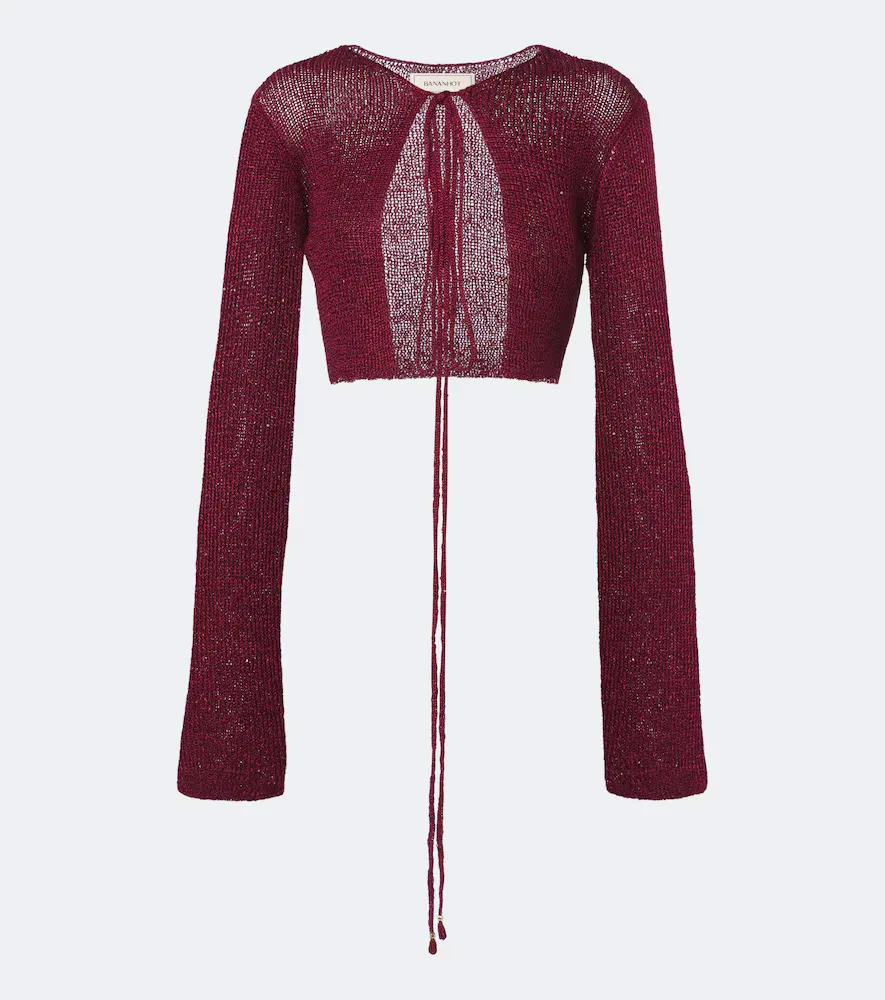 Alma Cropped Sequined Cardigan by Bananhot