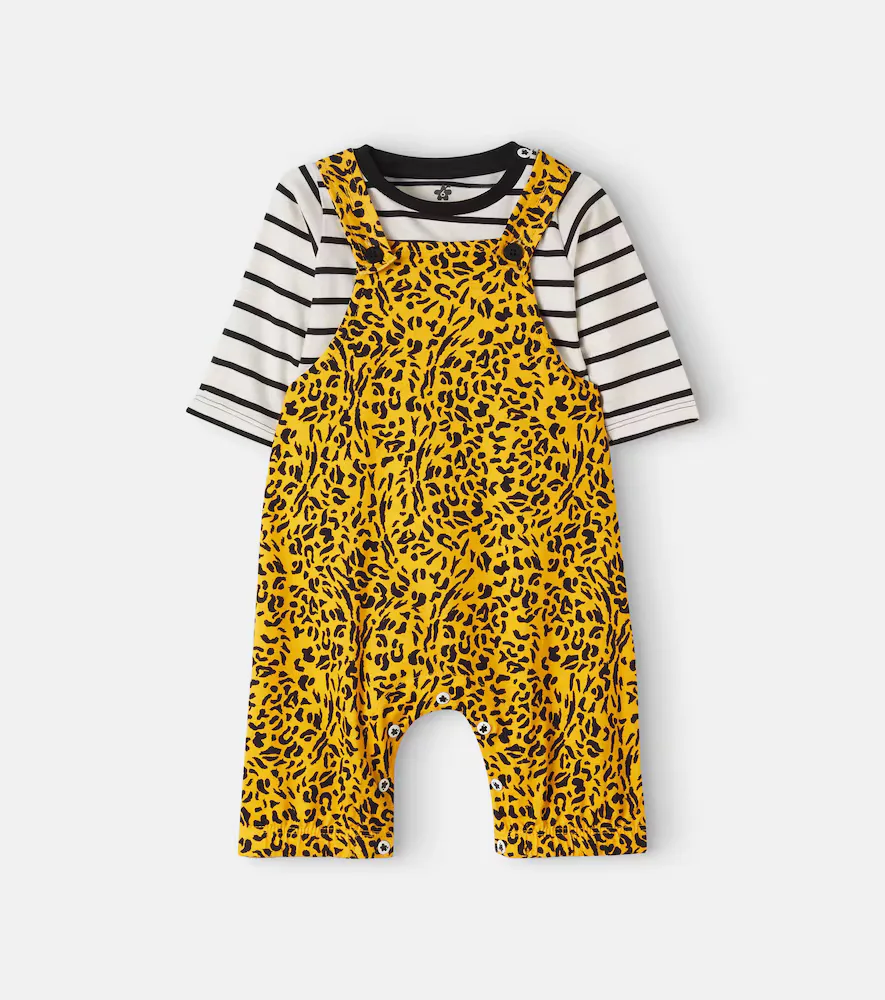Fbula Baby Printed Cotton T-Shirt and Overalls Set by Fabula