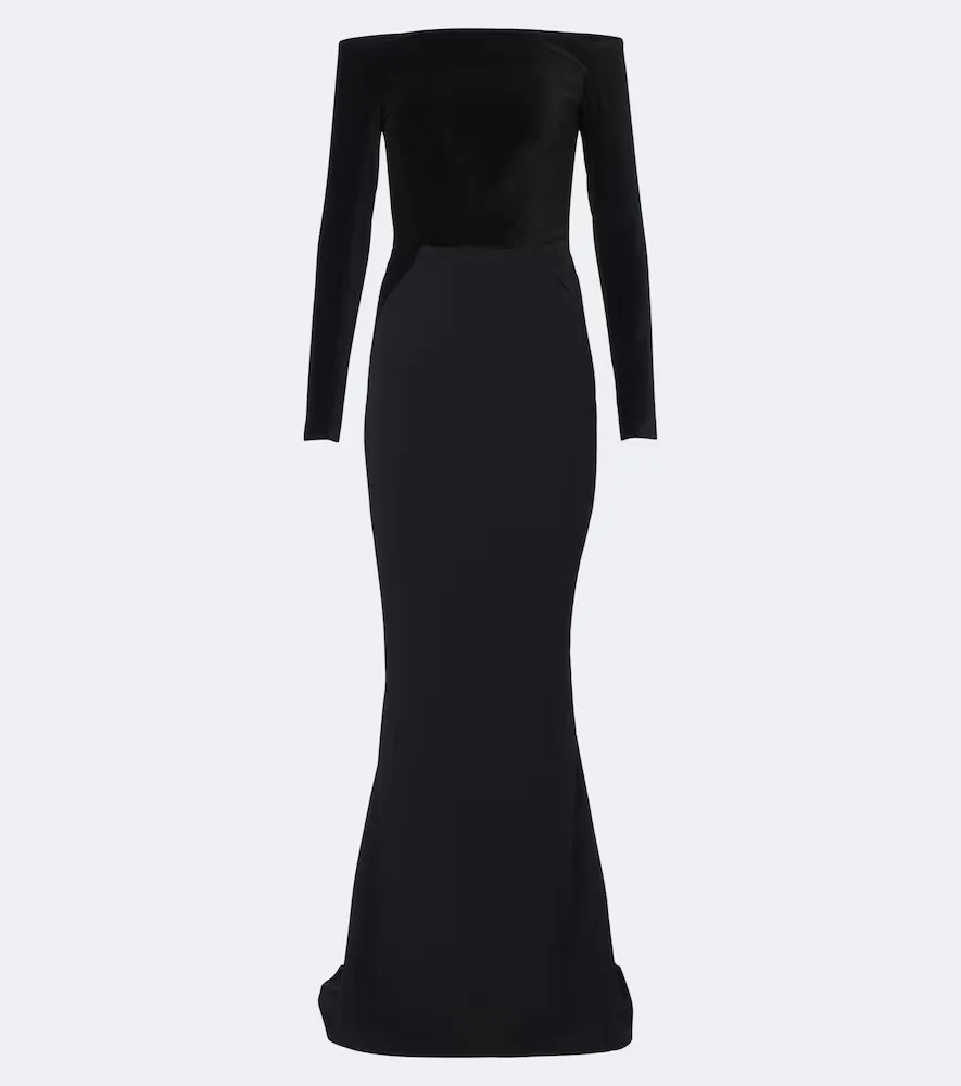 Pazienza Crêpe and Velvet Gown by Safiyaa