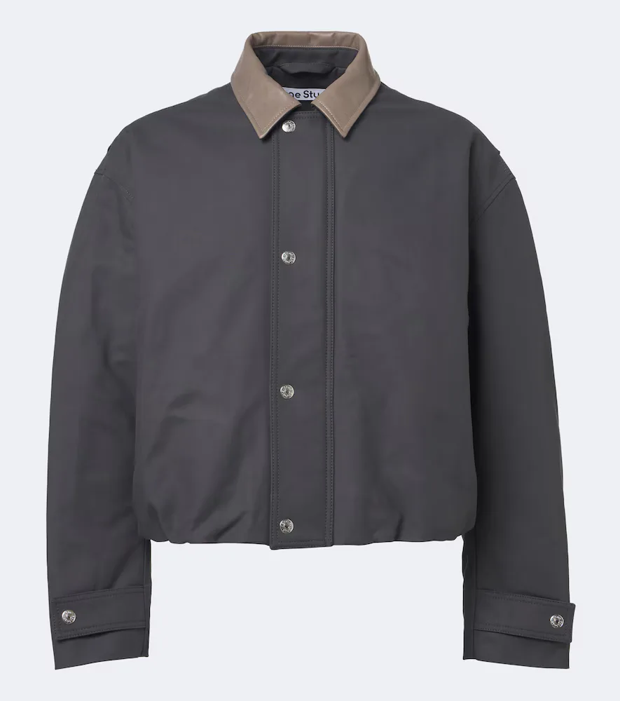 Leather-Trimmed Cropped Cotton Satin Jacket by Acne Studios